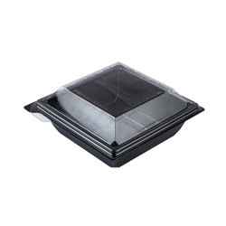 Barquette 'freshipack' fond noir avec couvercle cristal