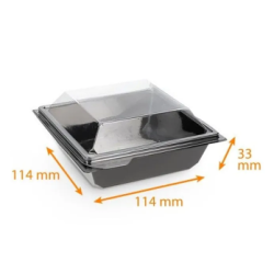Barquette 'freshipack' fond noir avec couvercle cristal