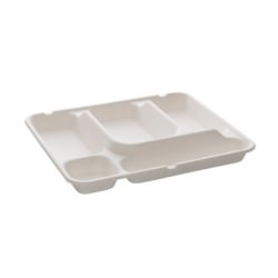 Plateau repas bagasse - 5 compartiments