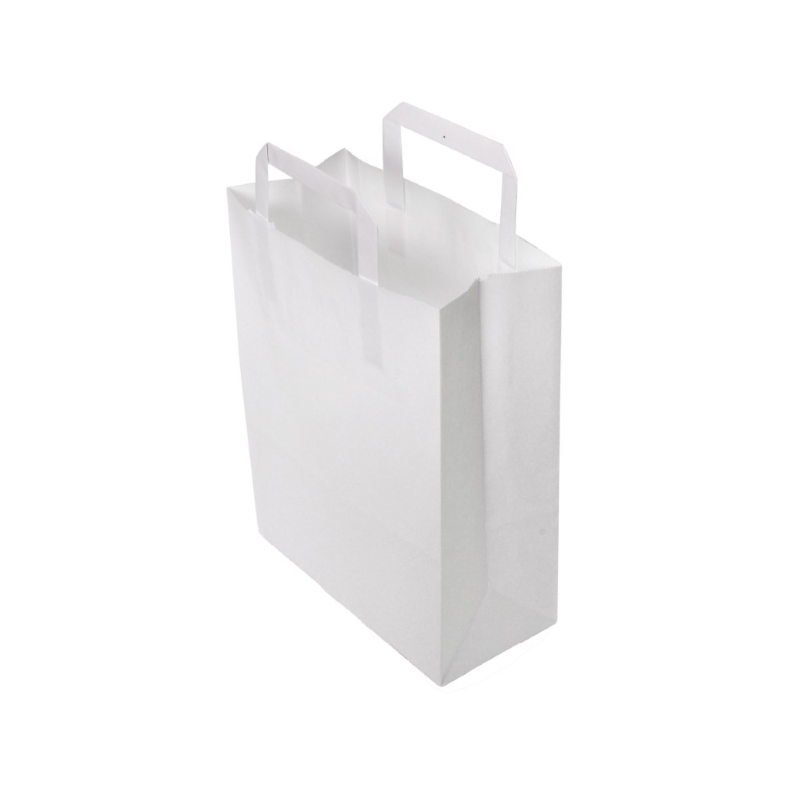 Sac papier kraft blanc à poignées plates 22 + 10 x 28 cm