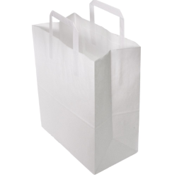 Sac papier kraft blanc à poignées plates 26 + 14 x 30 cm