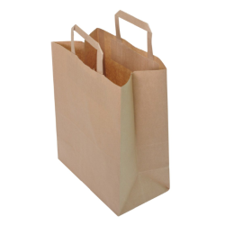 Sac papier kraft brun à poignées plates 26 + 14 x 30 cm