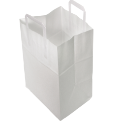 Sac papier kraft blanc à poignées plates 26 + 17 x 25 cm