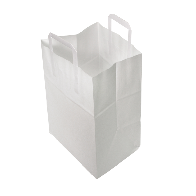 Sac papier kraft blanc à poignées plates 26 + 17 x 25 cm