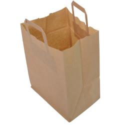 Sac papier kraft brun à poignées plates 26 + 17 x 25 cm