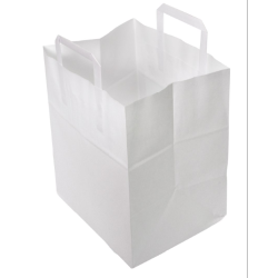 Sac papier kraft blanc à poignées plates 26 + 20 x 28 cm