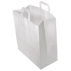 Sac papier kraft blanc à poignées plates 32 + 16 x 35 cm