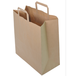 Sac papier kraft brun à poignées plates 32 + 16 x 35 cm