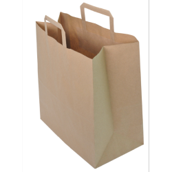 Sac papier kraft brun à poignées plates 32 + 22 x 24 cm