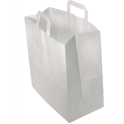 Sac papier kraft blanc à poignées plates 32 + 22X24 cm