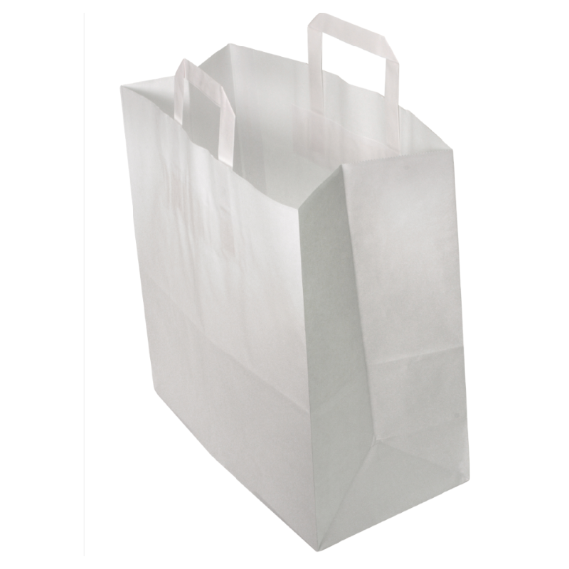 Sac papier kraft blanc à poignées plates 32 + 22X24 cm