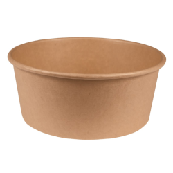 Pot carton 1250 ml - ø17,6x7 cm - alimentaire Kraft brun