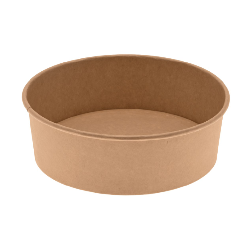 Pot carton 1500 ml - ø20,4x6,5 cm  alimentaire Kraft brun