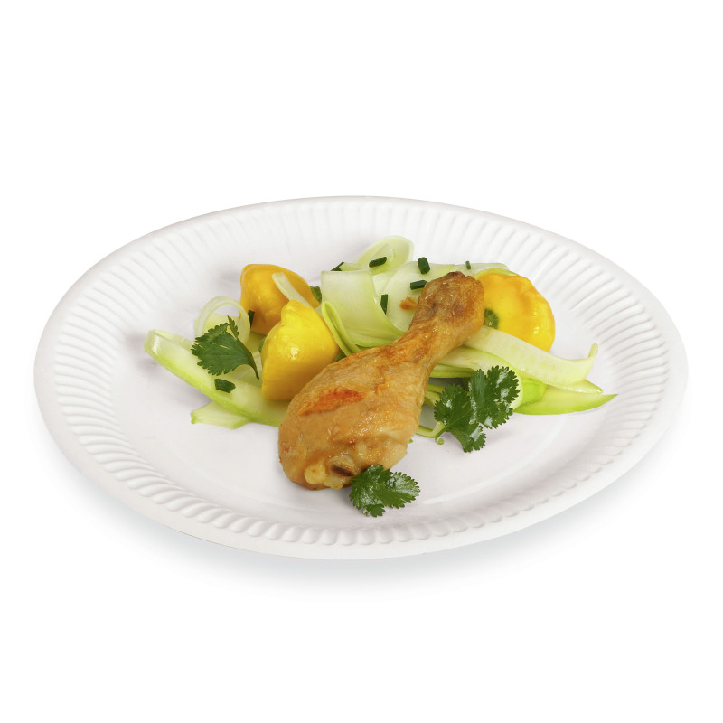 Assiette en carton - Ø23 cm - blanche ronde anti-gras