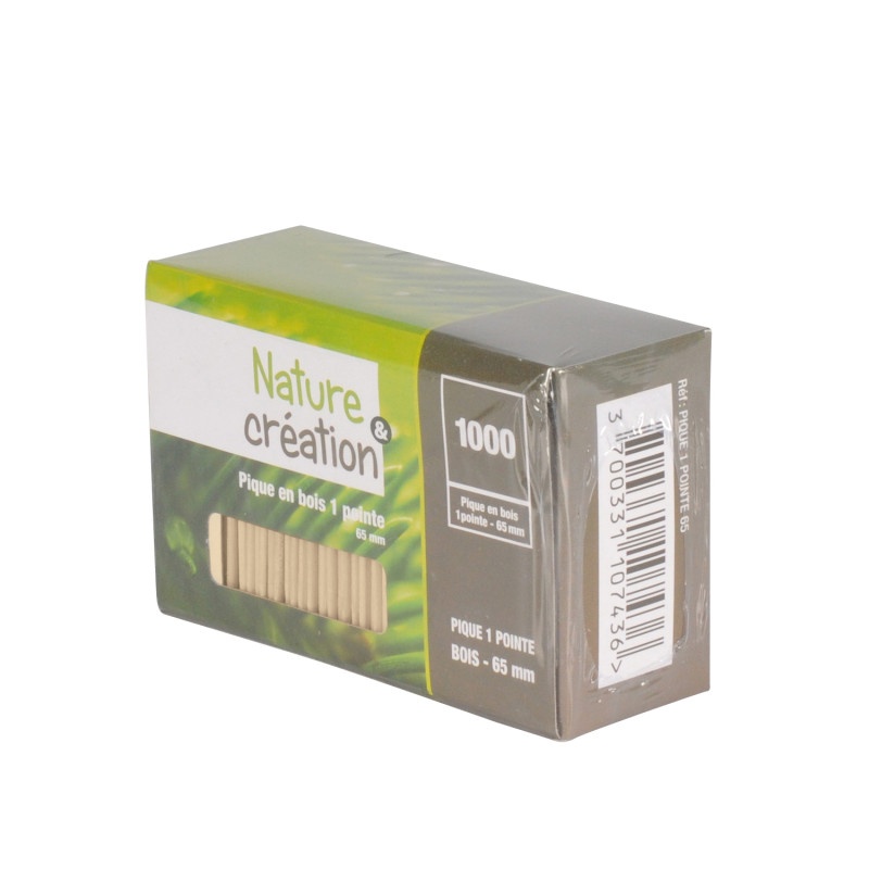 Pique en bois 1 pointe 65 mm